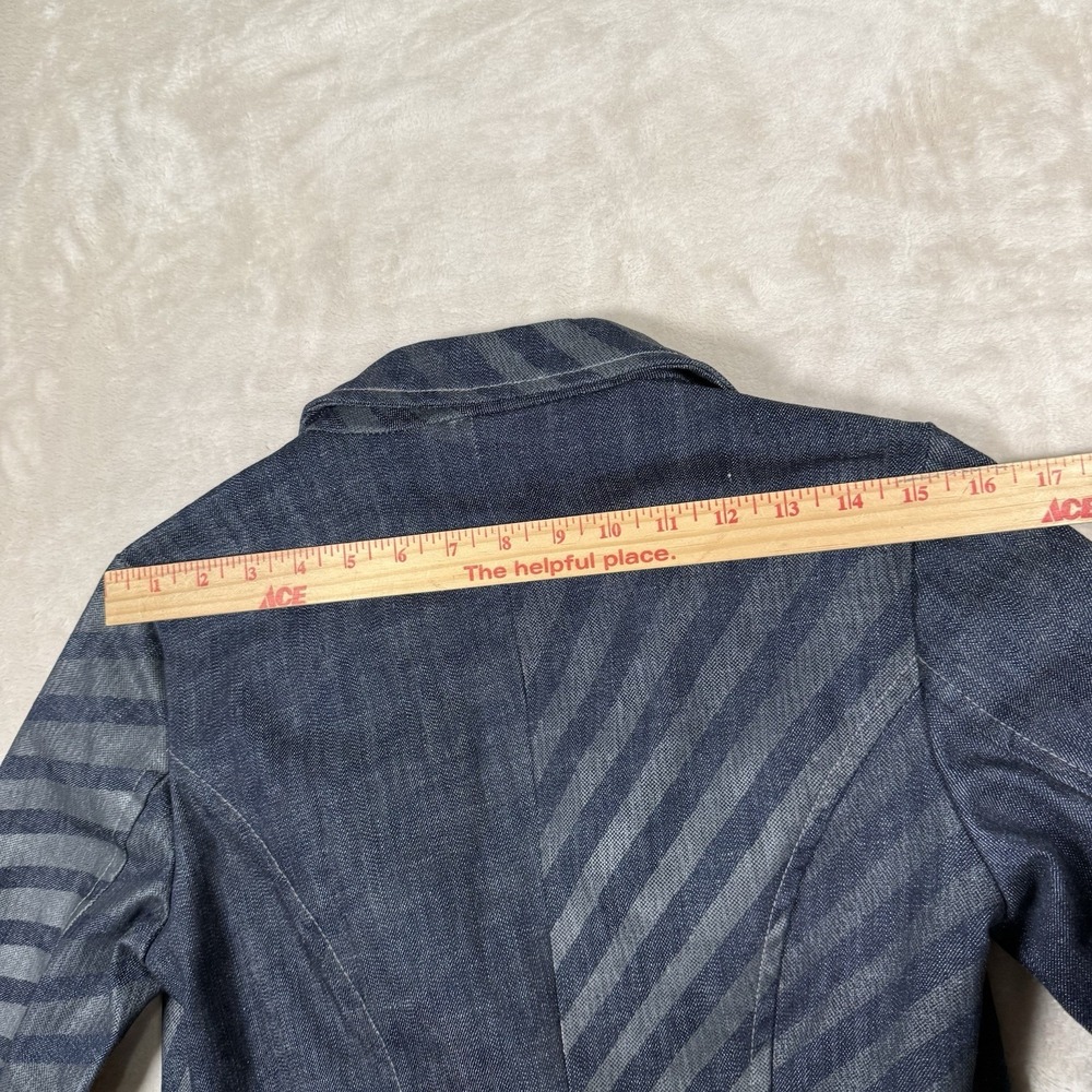VTG Custo Barcelona Denim Jacket Blazer Womens Size 40 US 8 Art To Wear Y2K Blue - Picture 8 of 9